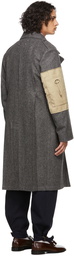 Maison Margiela Grey Wool Patched Coat