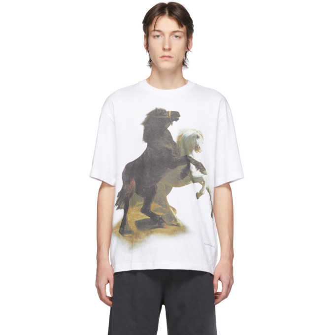 Acne Studios White Horse-Print T-Shirt Acne Studios