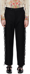 Bode Black Beaded Fringe Trousers