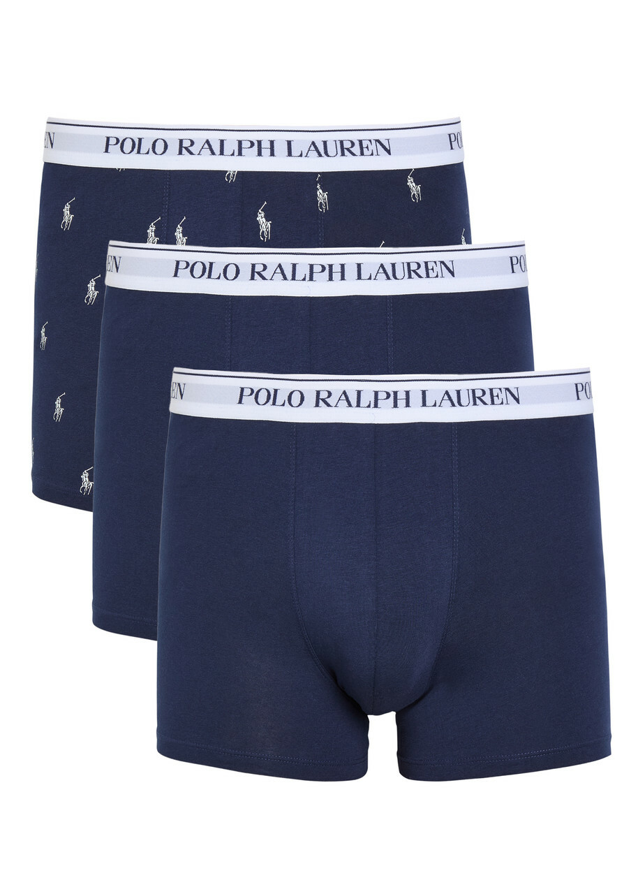Polo Ralph Lauren Logo Stretch-cotton Trunks set of Three Navy