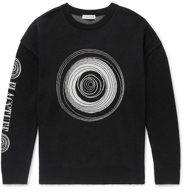 Photo: Flagstuff - Logo-Intarsia Cotton Sweater - Black