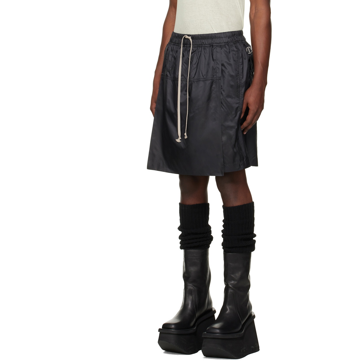 Rick Owens Moncler + Rick Owens Black Kilt Shorts