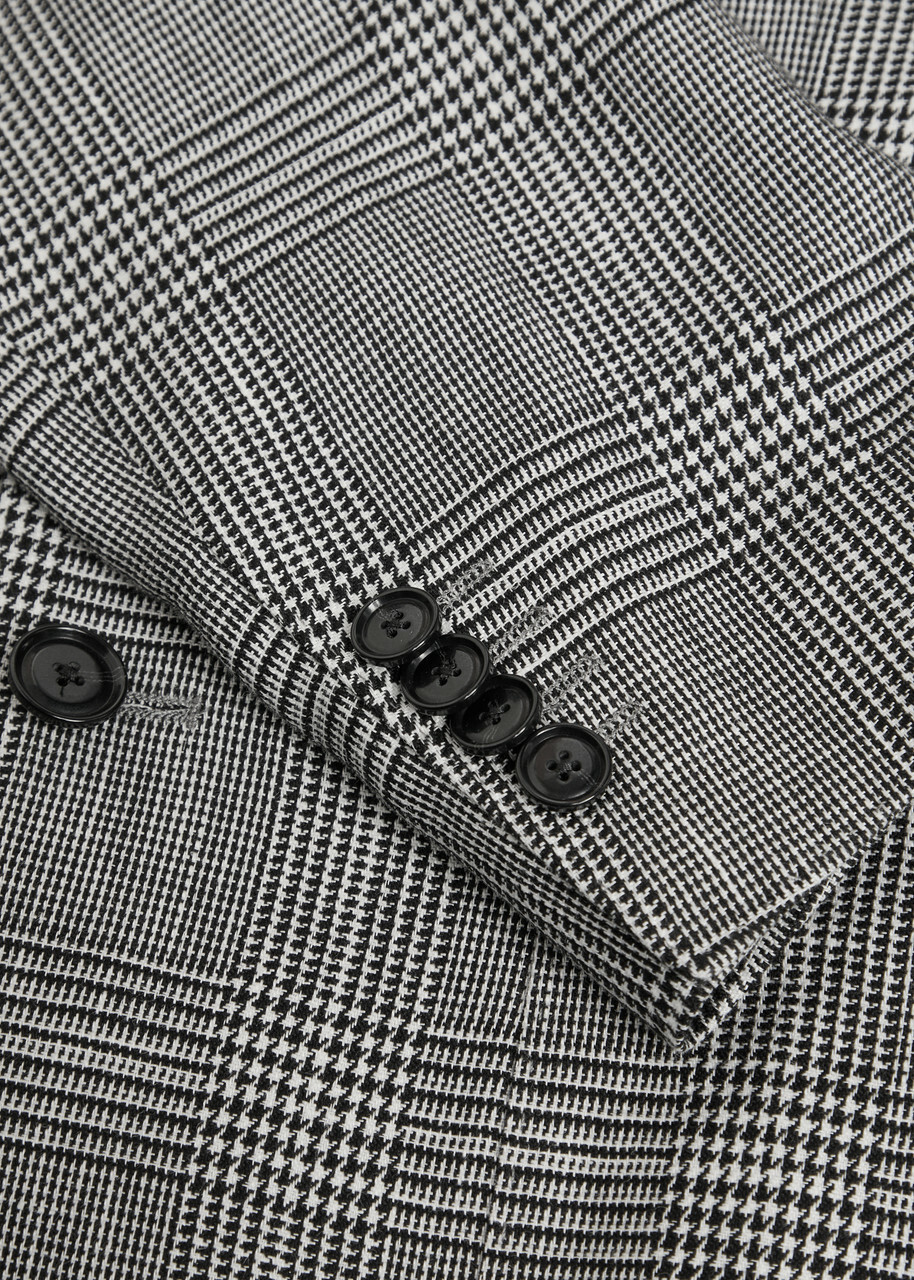 Boss Hanry Checked Cotton and Linen-wool Blazer Grey