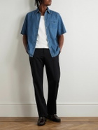 CELINE - Logo-Embroidered Denim Shirt - Blue