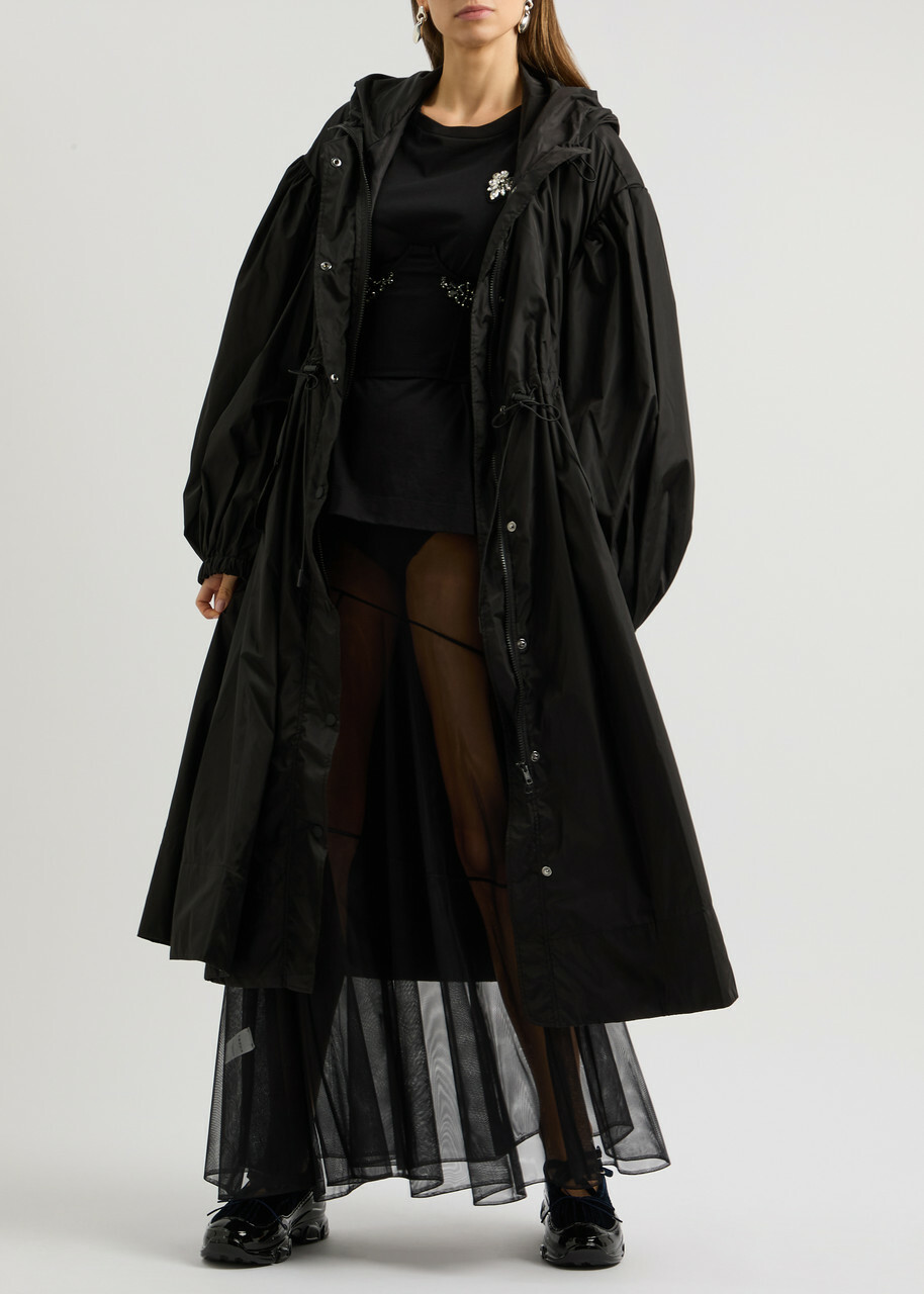 Parka Collection Simone Rocha Simone Rocha Hooded Nylon Parka Black Simone Rocha
