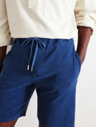 FEDELI - Slim-Fit Cotton-Terry Drawstring Shorts - Blue