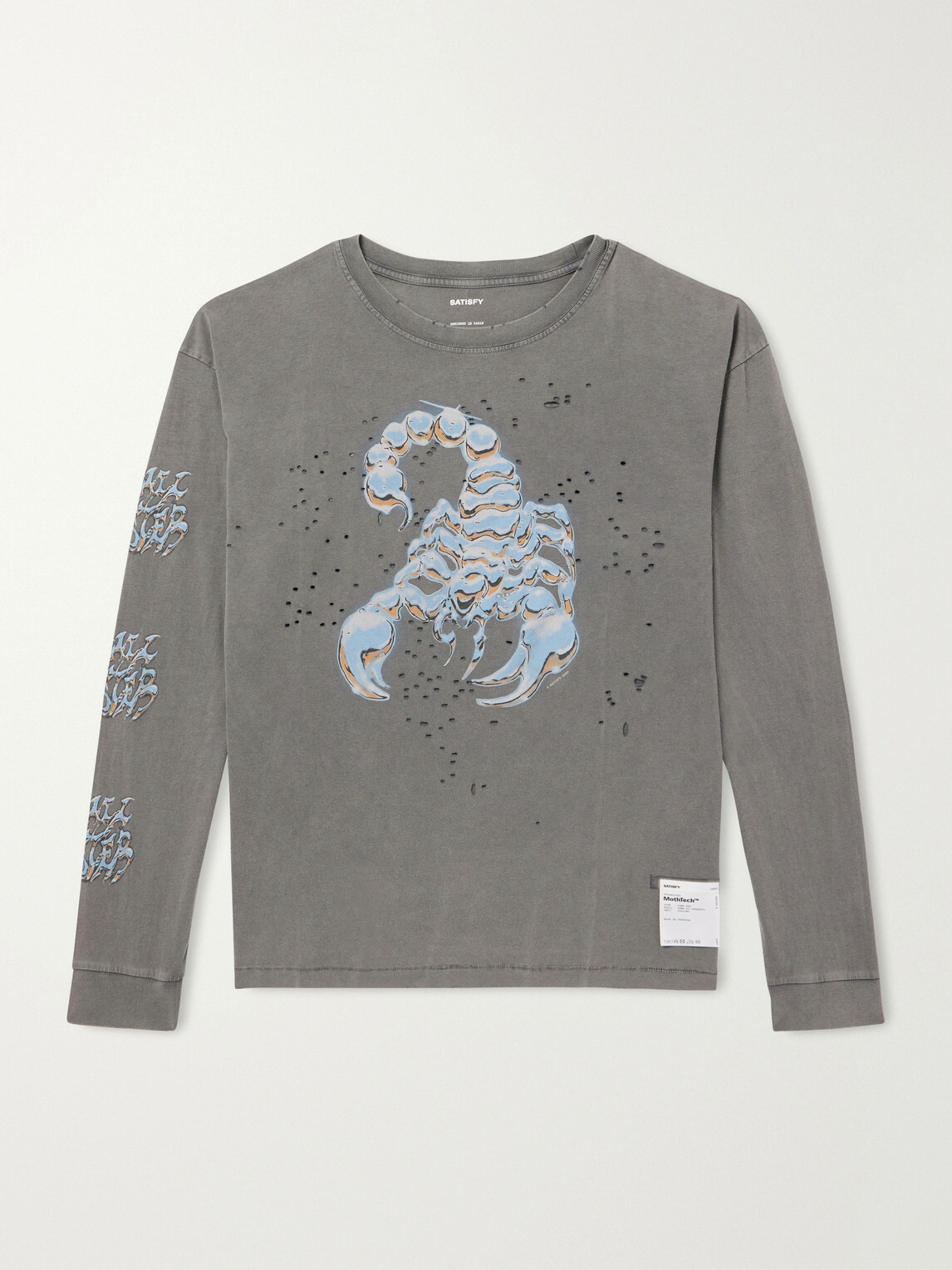 Satisfy - Logo-Print Distressed MothTech™ Cotton-Jersey T-Shirt - Gray
