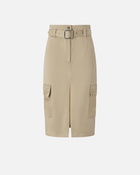 Pinko Knee Length Cargo Skirt With Belt Lead Grey