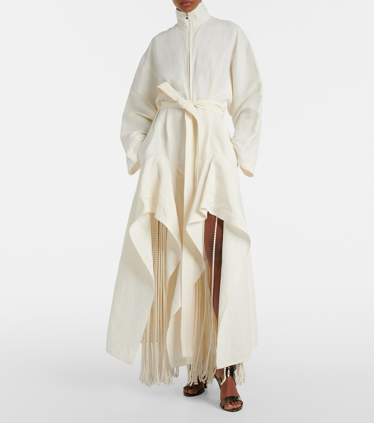 Alaïa Belted ruffled poplin jumpsuit