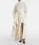 Alaïa Belted ruffled poplin jumpsuit