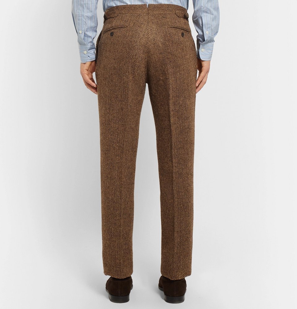 Polo Ralph Lauren Herringbone Wool Blend Jogger Pants in Brown