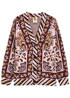 Farm Rio Glam Tapestry Patterned-intarsia Knitted Cardigan Burgundy