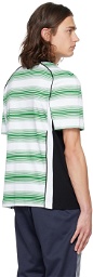Casablanca White & Green Stripe T-Shirt