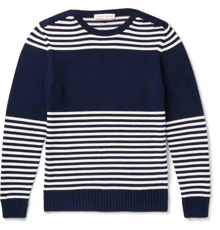 Photo: Orlebar Brown - Barnes Slim-Fit Striped Cotton Sweater - Navy