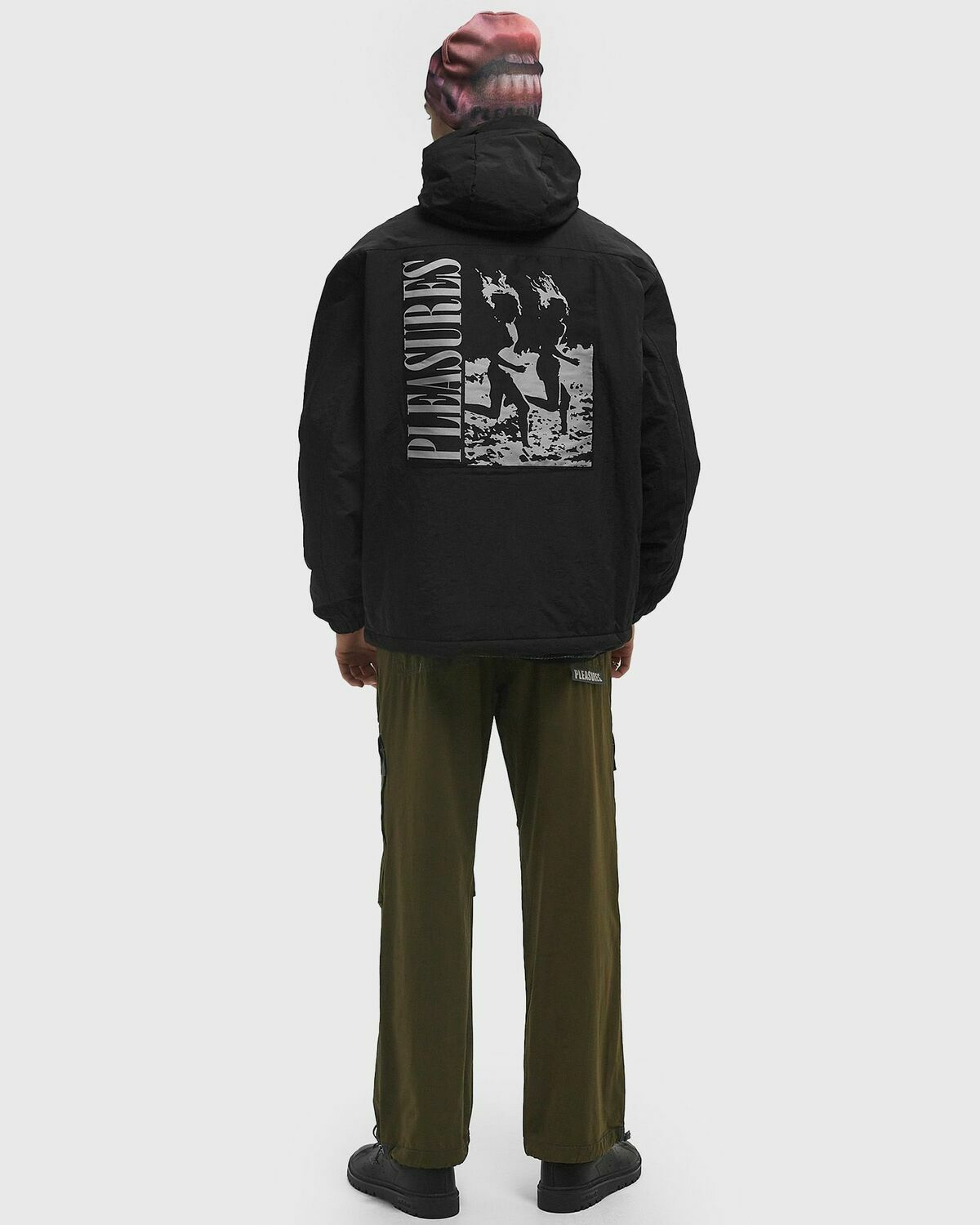Pleasures RUN HOODED JACKET Black Mens Windbreaker