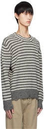 AMI Alexandre Mattiussi Gray & White Cut Out Sweater