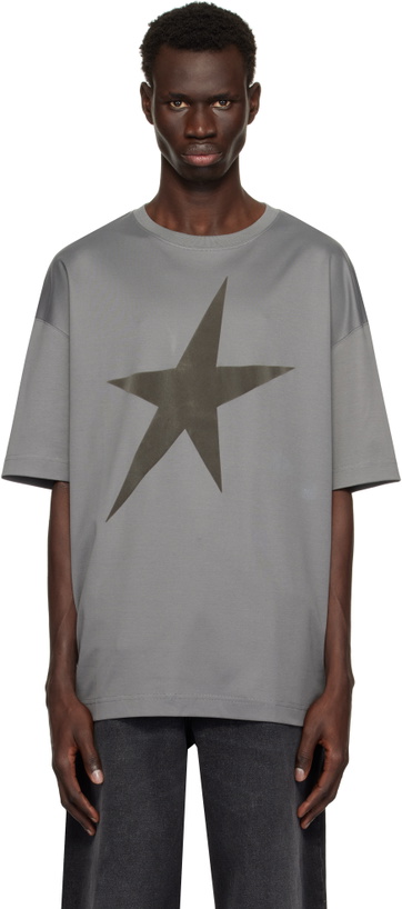 Photo: Mugler Gray Velvet Star T-shirt
