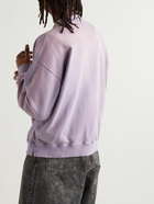 Off-White - Logo-Embroidered Bleached Cotton-Jersey Sweatshirt - Purple