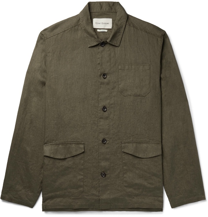 Photo: OLIVER SPENCER - Hockney Linen Shirt Jacket - Green
