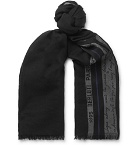 Berluti - Silk, Wool and Cashmere-Blend Jacquard Scarf - Black