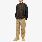 Needles Men's 7 Cuts Wide Over Dyed Flannel Shirt in Brown