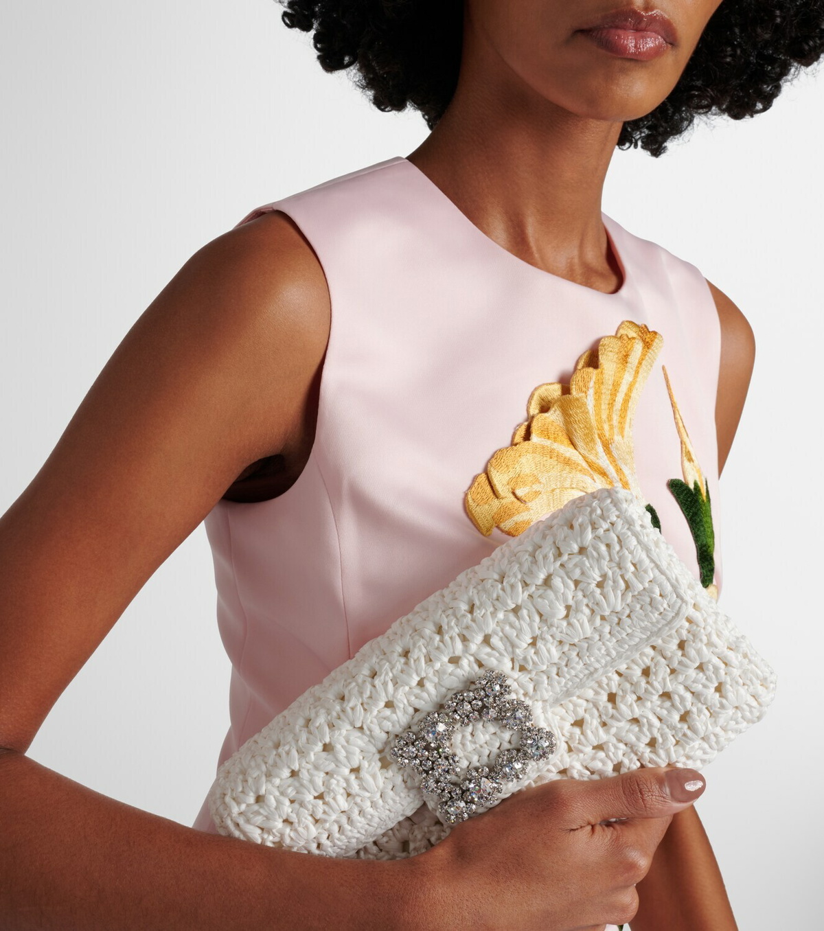 Roger Vivier Jeu De Fille embellished crochet clutch