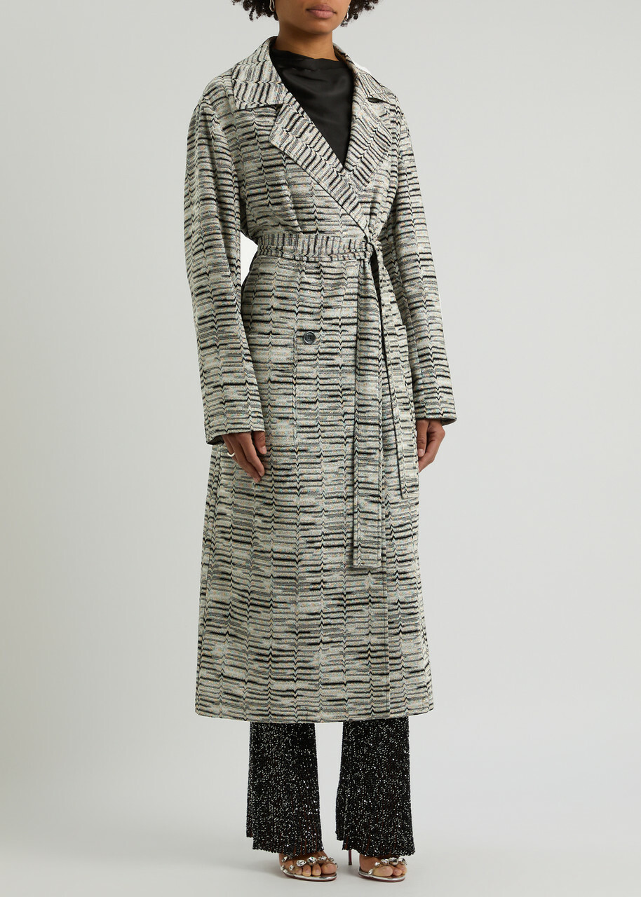 Missoni Patterned-intarsia Metallic-knit Trench Coat Multicoloured
