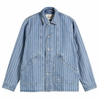 Foret Men's Berry Denim Overshirt in Striped Denim