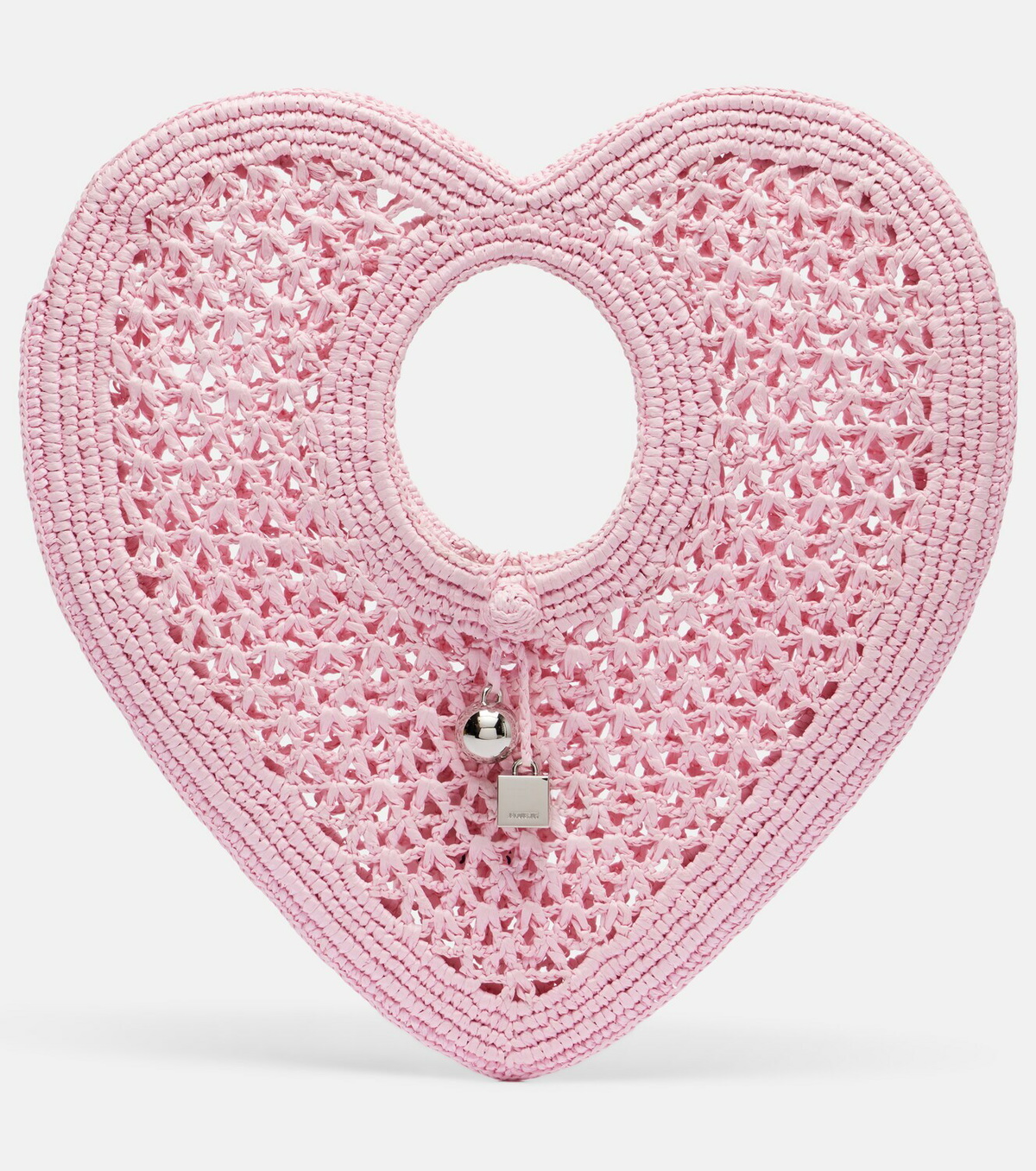Jacquemus Spiaggia Coeur Small raffia top-handle bag