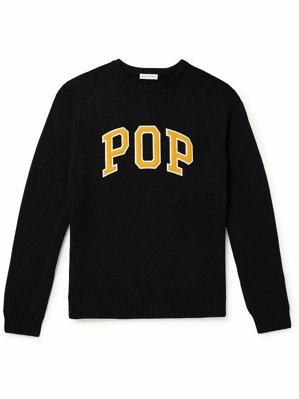 Photo: Pop Trading Company - Arch Logo-Appliquéd Cotton Sweater - Black