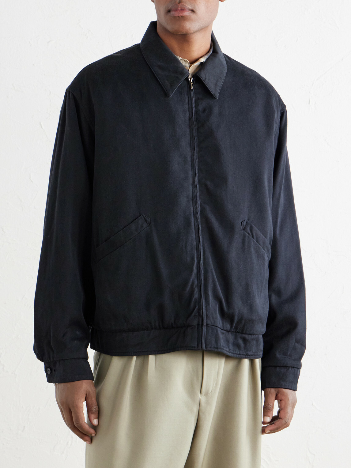A.PRESSE - Silk-Blend Gabardine Bomber Jacket - Black