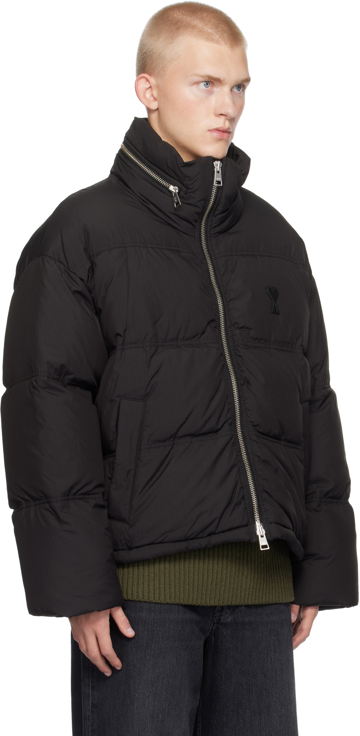 AMI Paris Black Ami de Coeur Down Jacket AMI