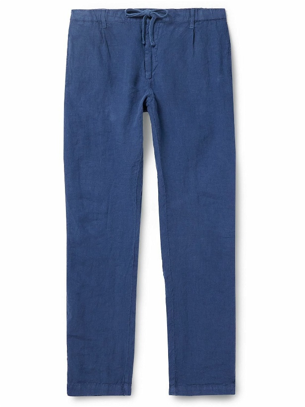 Photo: Hartford - Tanker Slim-Fit Tapered Linen Drawstring Trousers - Blue