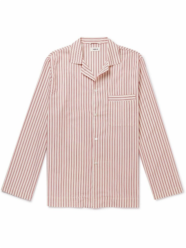 Photo: TEKLA - Striped Organic Cotton-Poplin Pyjama Shirt - Red