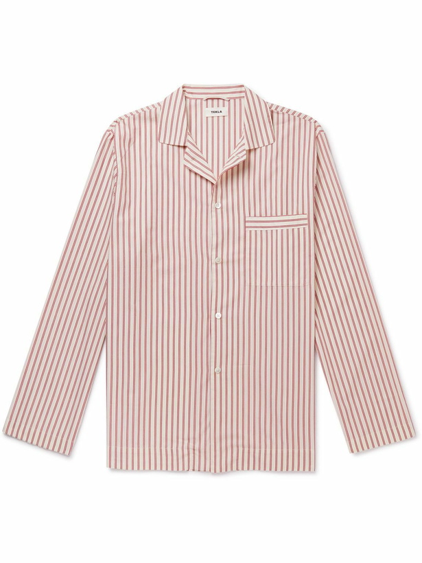 Photo: TEKLA - Striped Organic Cotton-Poplin Pyjama Shirt - Red