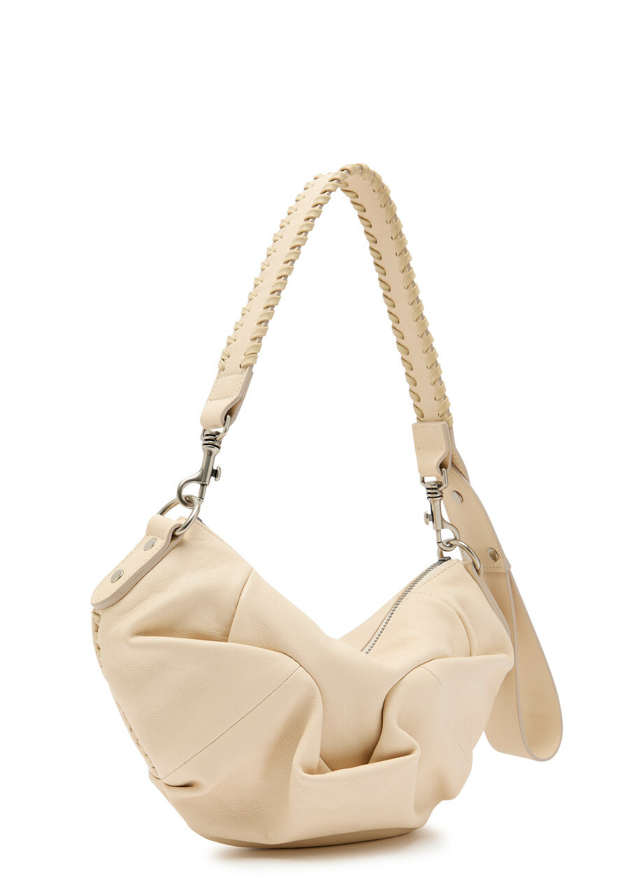 Vivienne Westwood Agnes Small Gathered Leather Shoulder bag - Cream - One Size