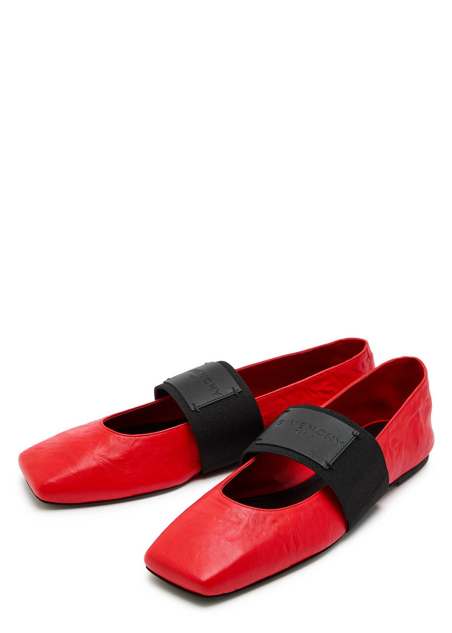Givenchy Logo-appliquéd Leather Ballet Flats Red