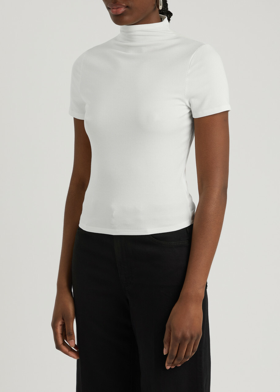Paige Blanche Ribbed Stretch-jersey T-shirt Ivory