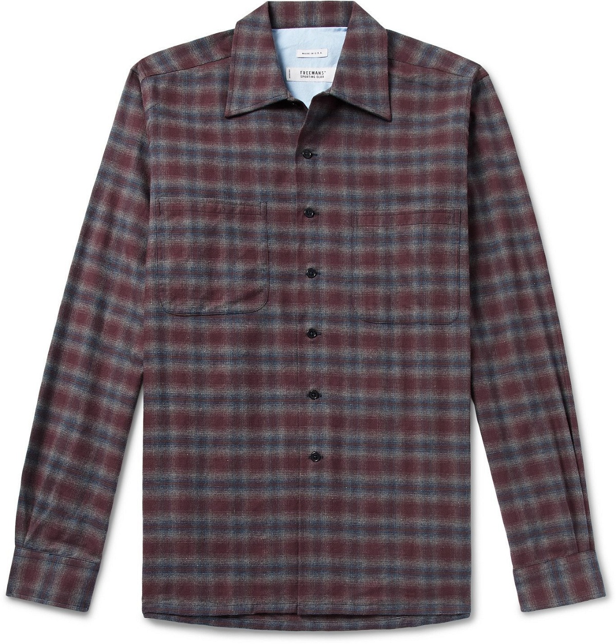 Photo: Freemans Sporting Club - Checked Cotton-Flannel Shirt - Burgundy