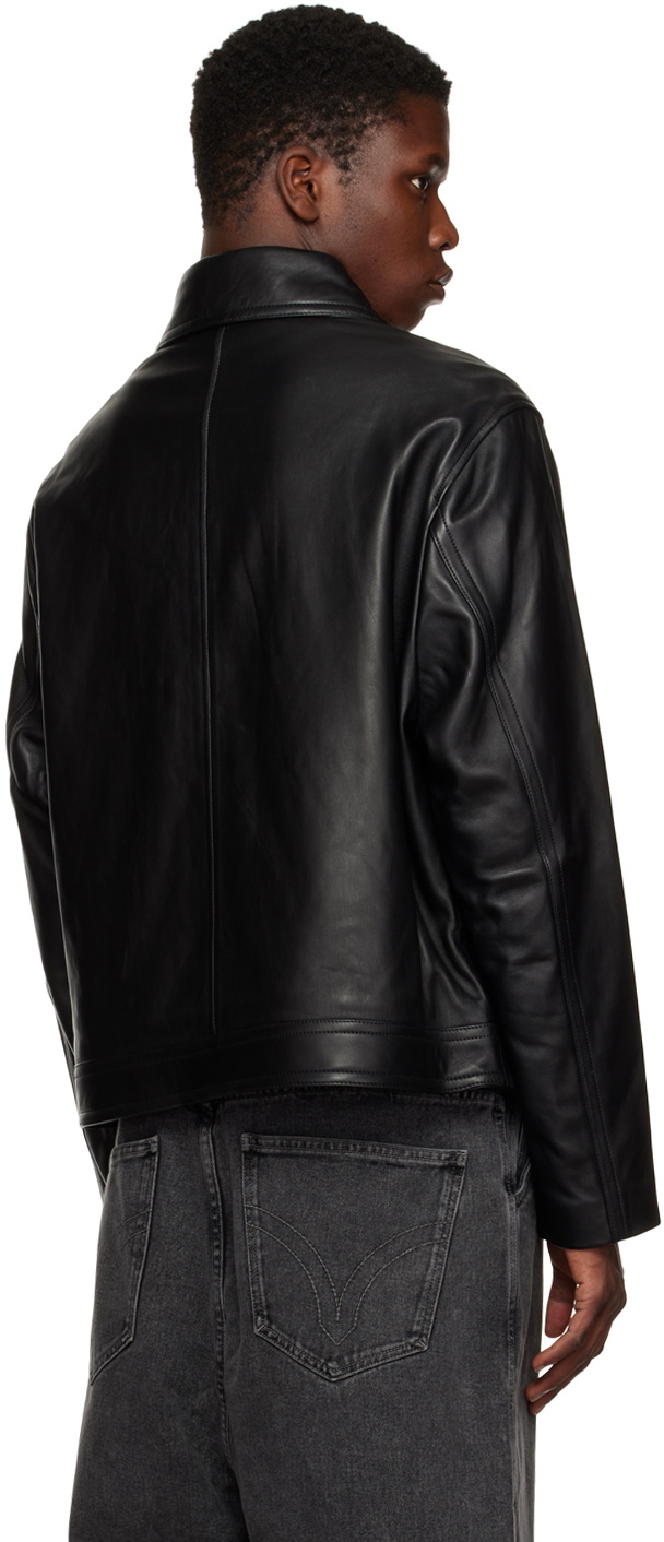 AMI Alexandre Mattiussi Black Leather Jacket AMI Alexandre Mattiussi