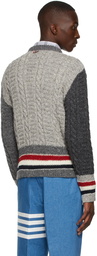 Thom Browne Wool RWB Stripe Cable Sweater