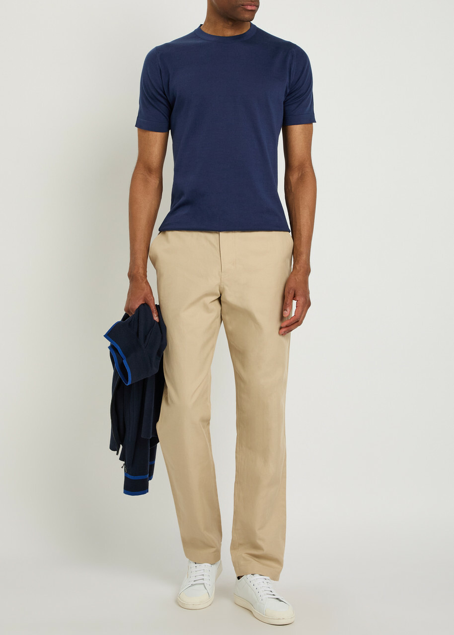 John Smedley Lorca Fine-knit Cotton T-shirt Navy