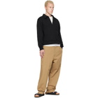 Merz b. Schwanen Black Authentic Fleece Polo Collared Half-Zip Cotton Sweatshirt
