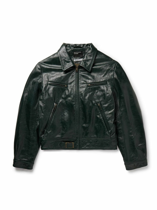 Photo: Enfants Riches Déprimés - Scorpio Rising Cropped Textured-Leather Jacket - Green