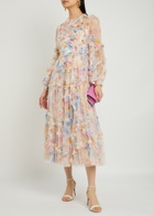 Needle & Thread Mariannes Floral-embellished Tulle Midi Dress Multicoloured