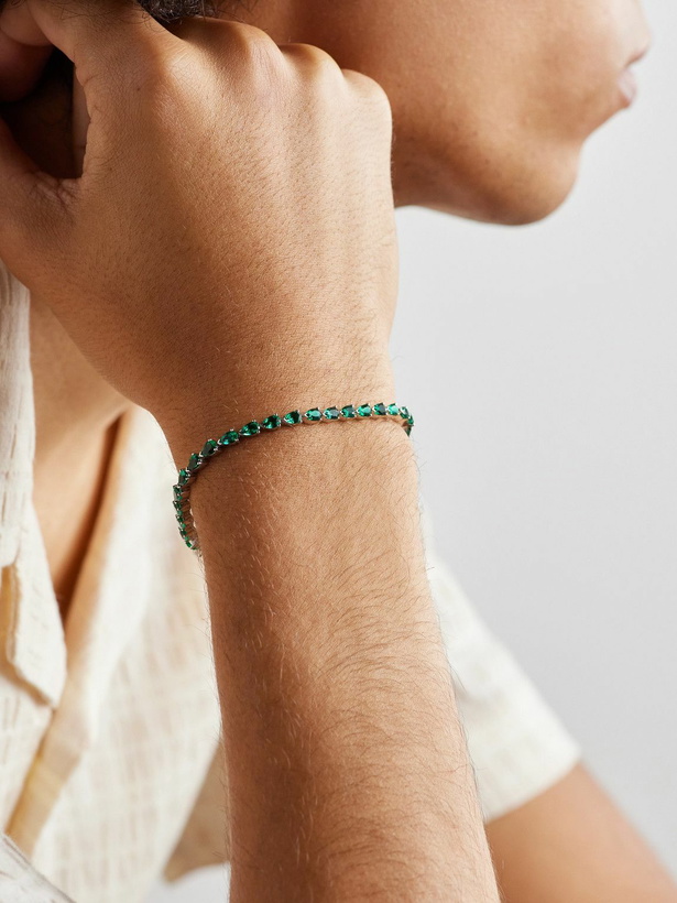 Photo: 42 Suns - 14-Karat White Gold Laboratory-Grown Emerald Tennis Bracelet