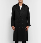 Givenchy - Leather-Trimmed Double-Breasted Wool-Blend Coat - Men - Black