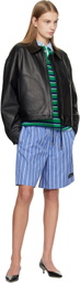 HommeGirls Black Leather Parachute Jacket