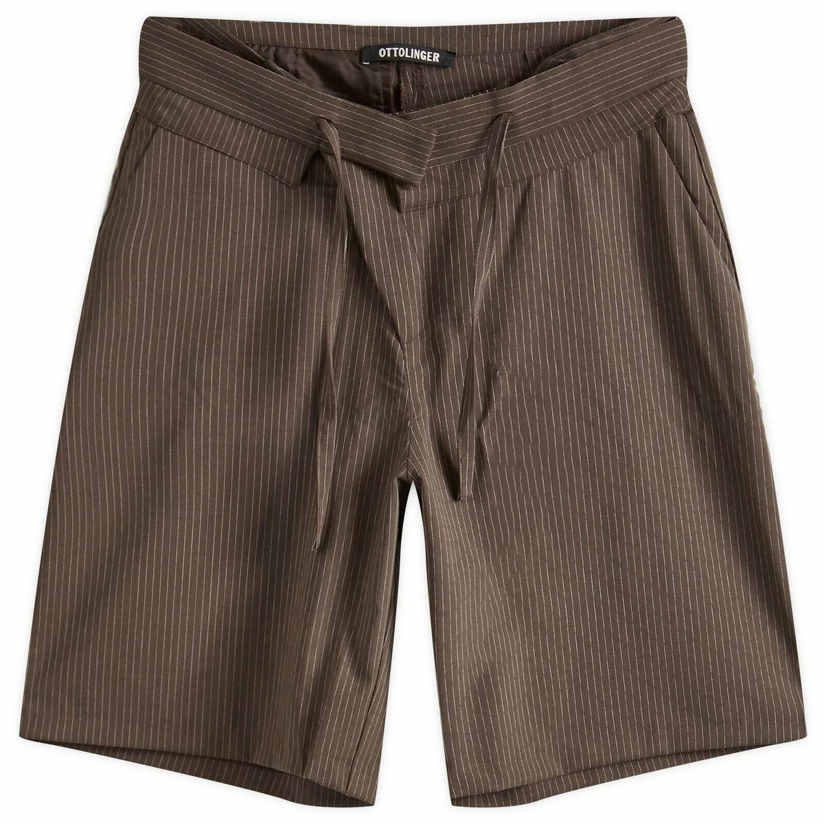 Ottolinger Women's Stripe Tailored Shorts in Brown
