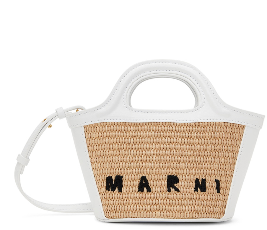 Marni Kids White & Beige Tropicalia Micro Tote Marni